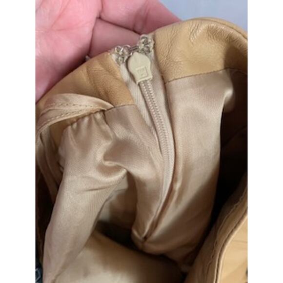 Kasper 10 Petite Genuine Leather Women's Skirt Lined Golden Yellow - Picture 5 of 5